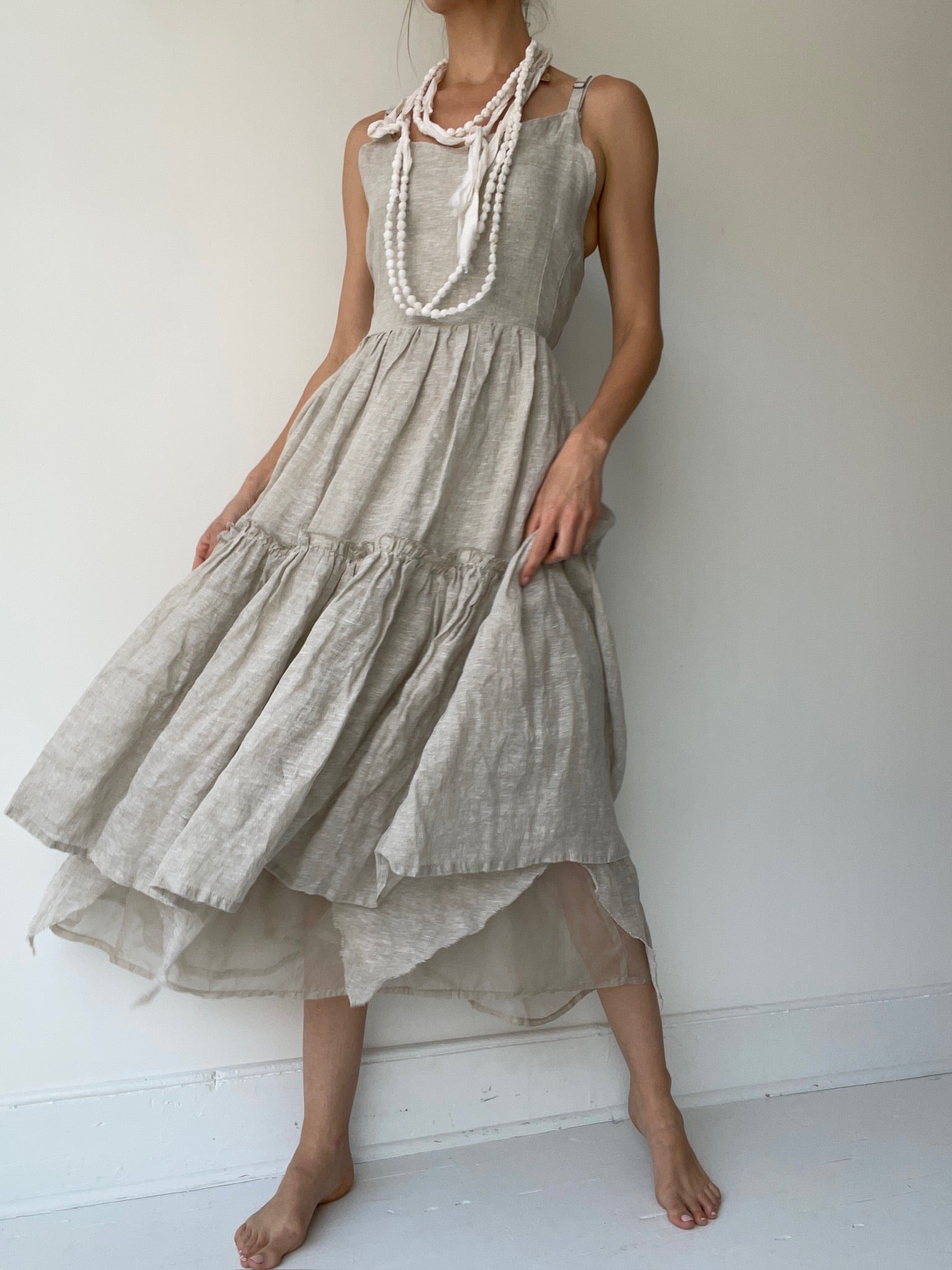 a krista larson oat farm slip with 100% linen gauze