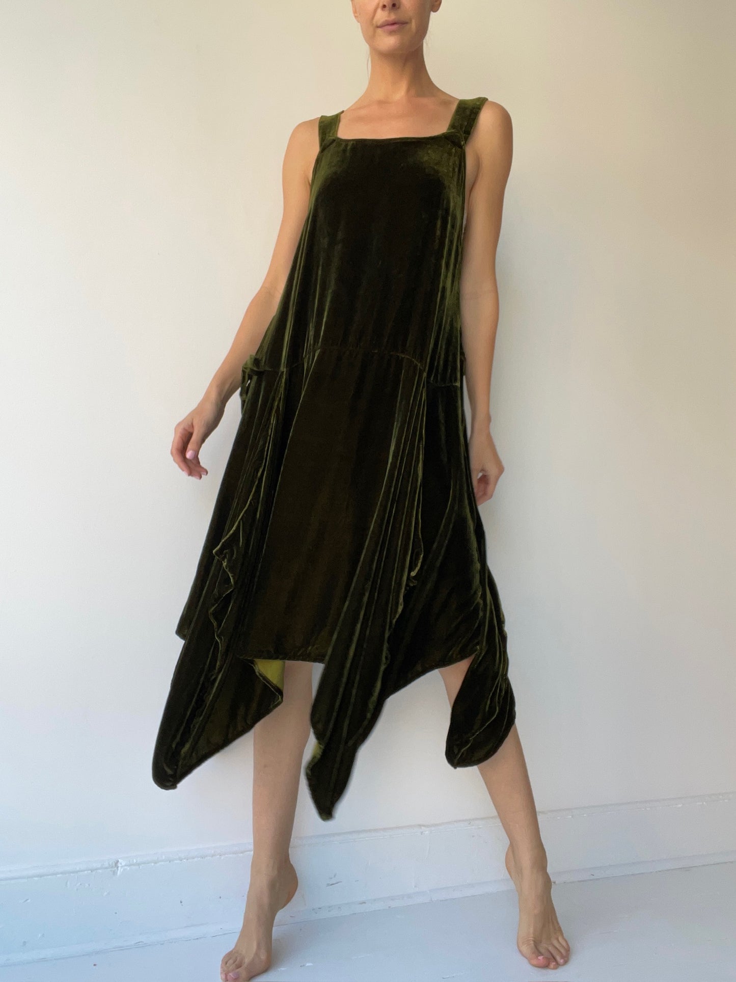 krista larson long pinwheel slip OLIVE VELVET