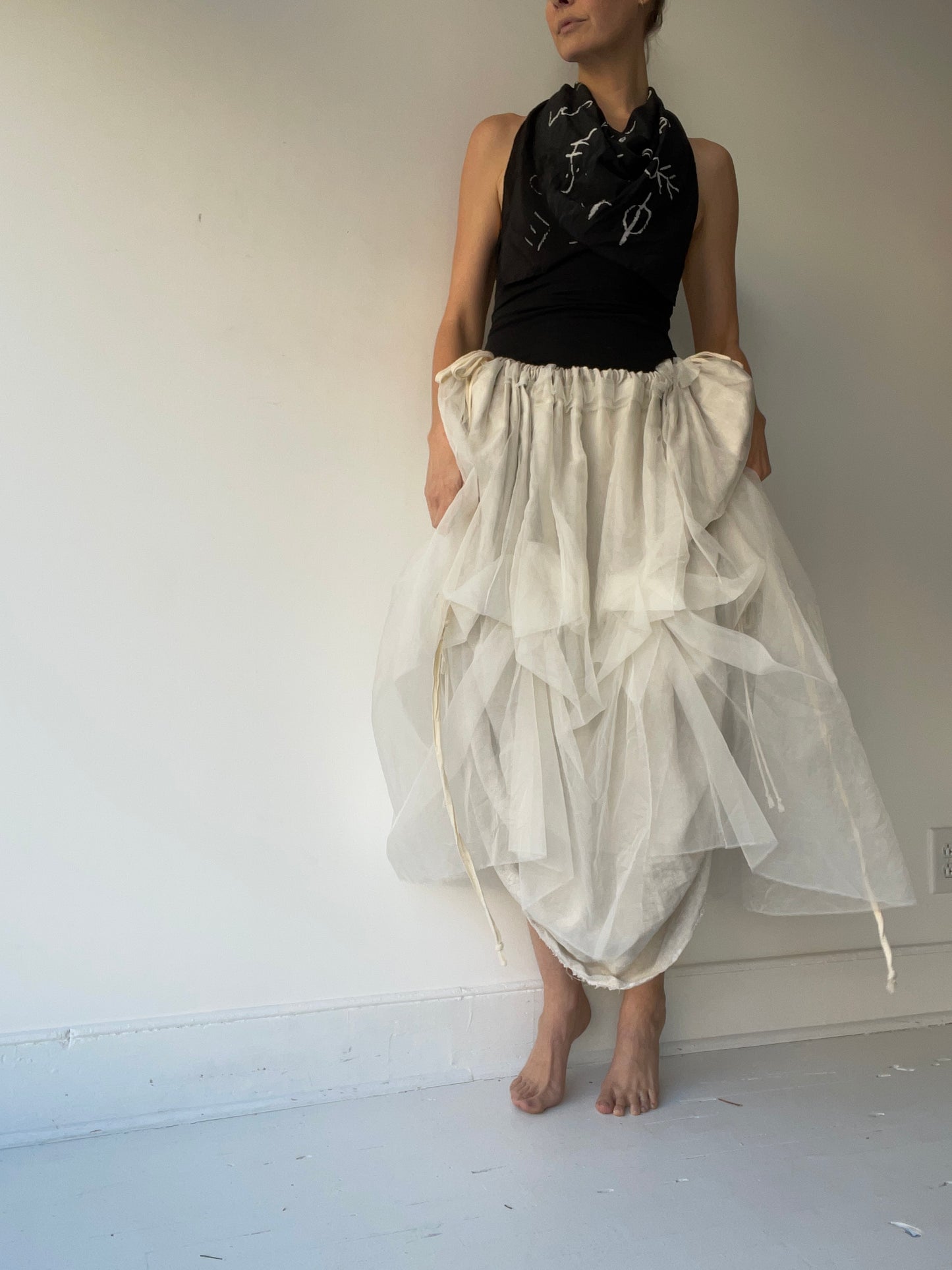 ash holden black silk cypher print scarf