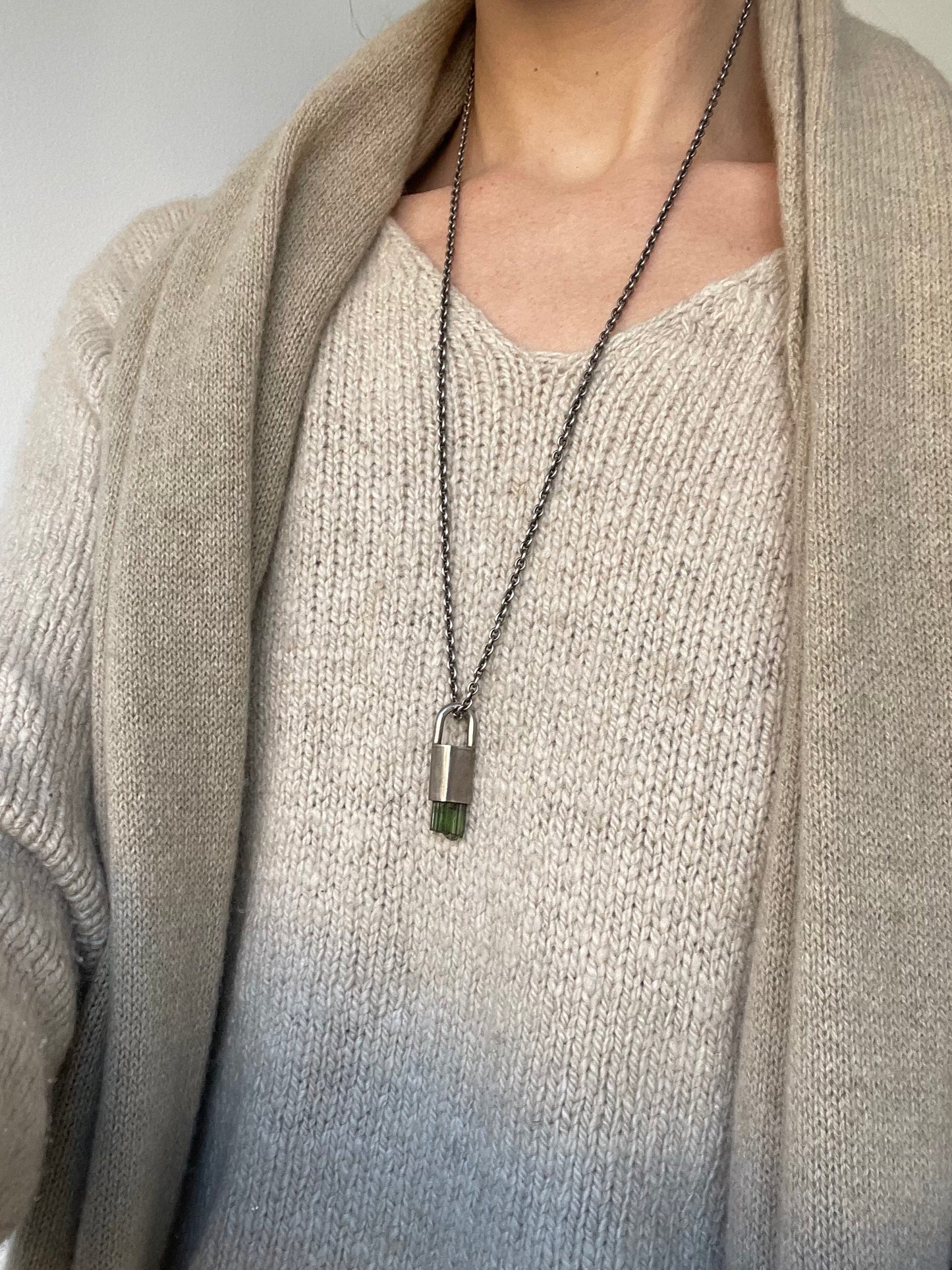 parts of 4 green tourmaline talisman necklace