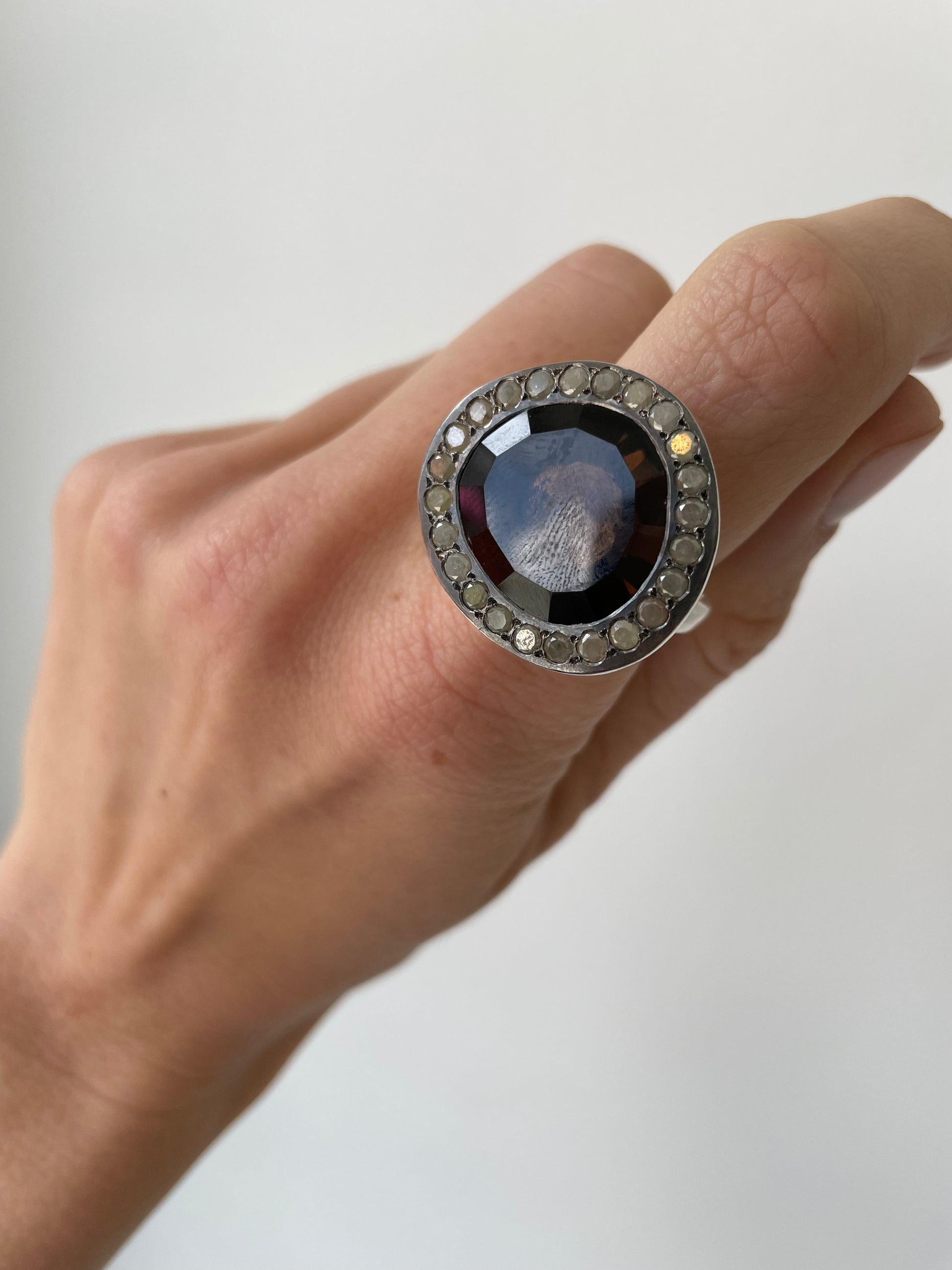 a rosa maria flavie smokey ring by rosa maria sterling silver