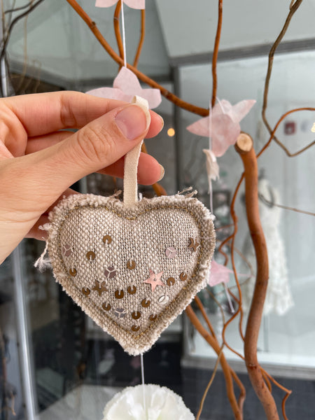 skippy cotton metallic confetti heart ornament