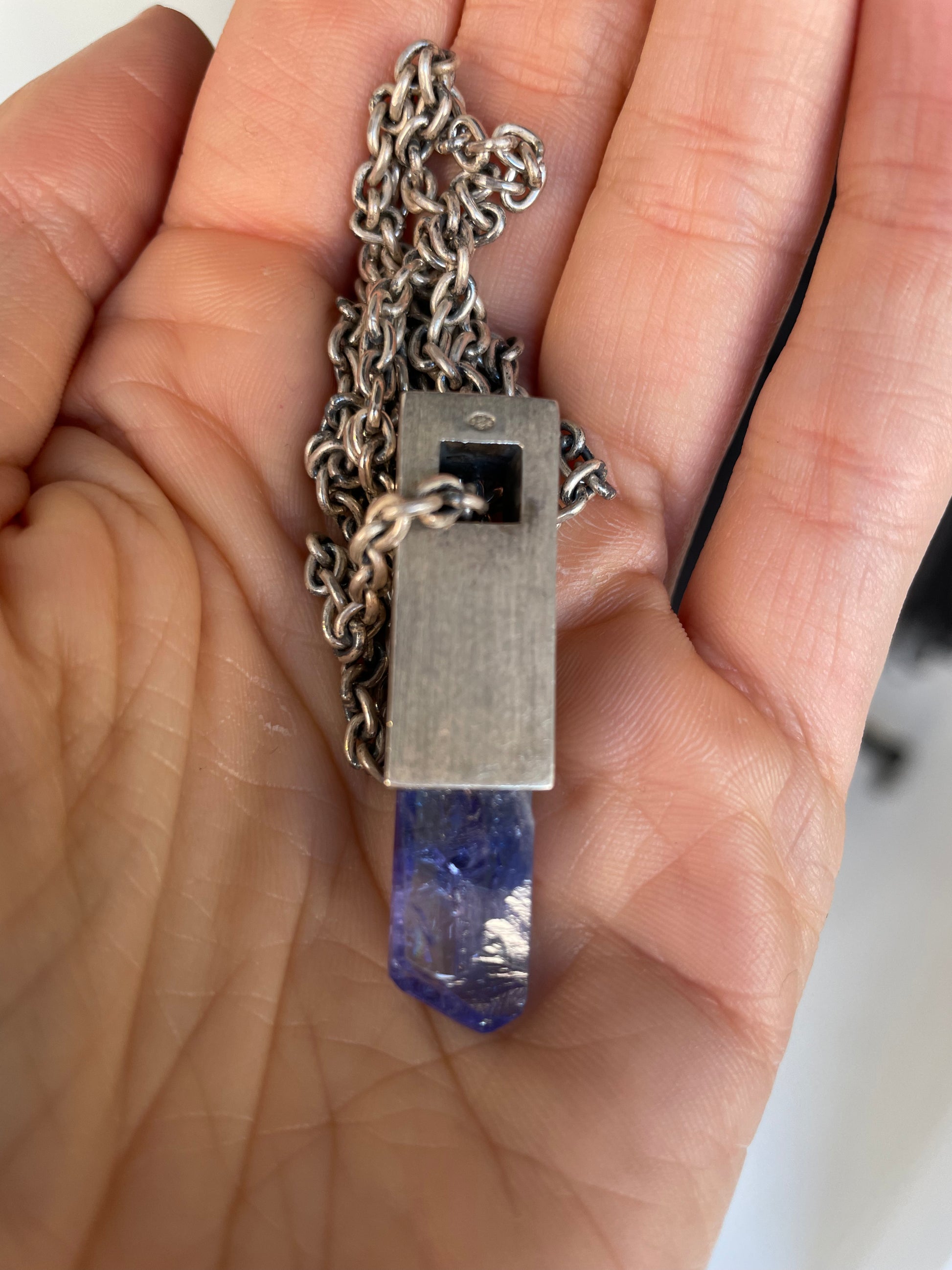 a parts of 4 tanzanite talisman necklace in sterling silver, tanzanite crystal