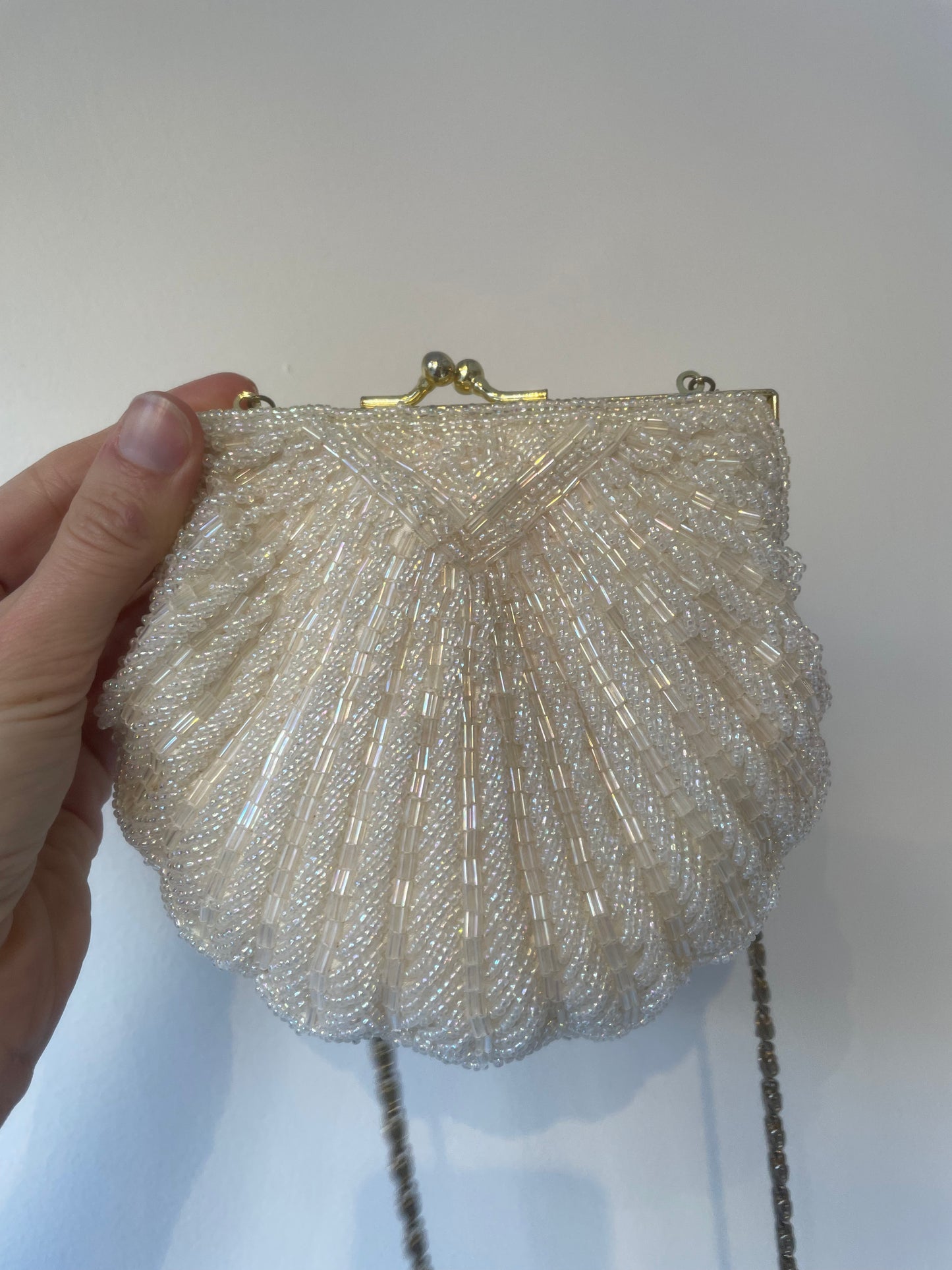 vintage cream shell purse