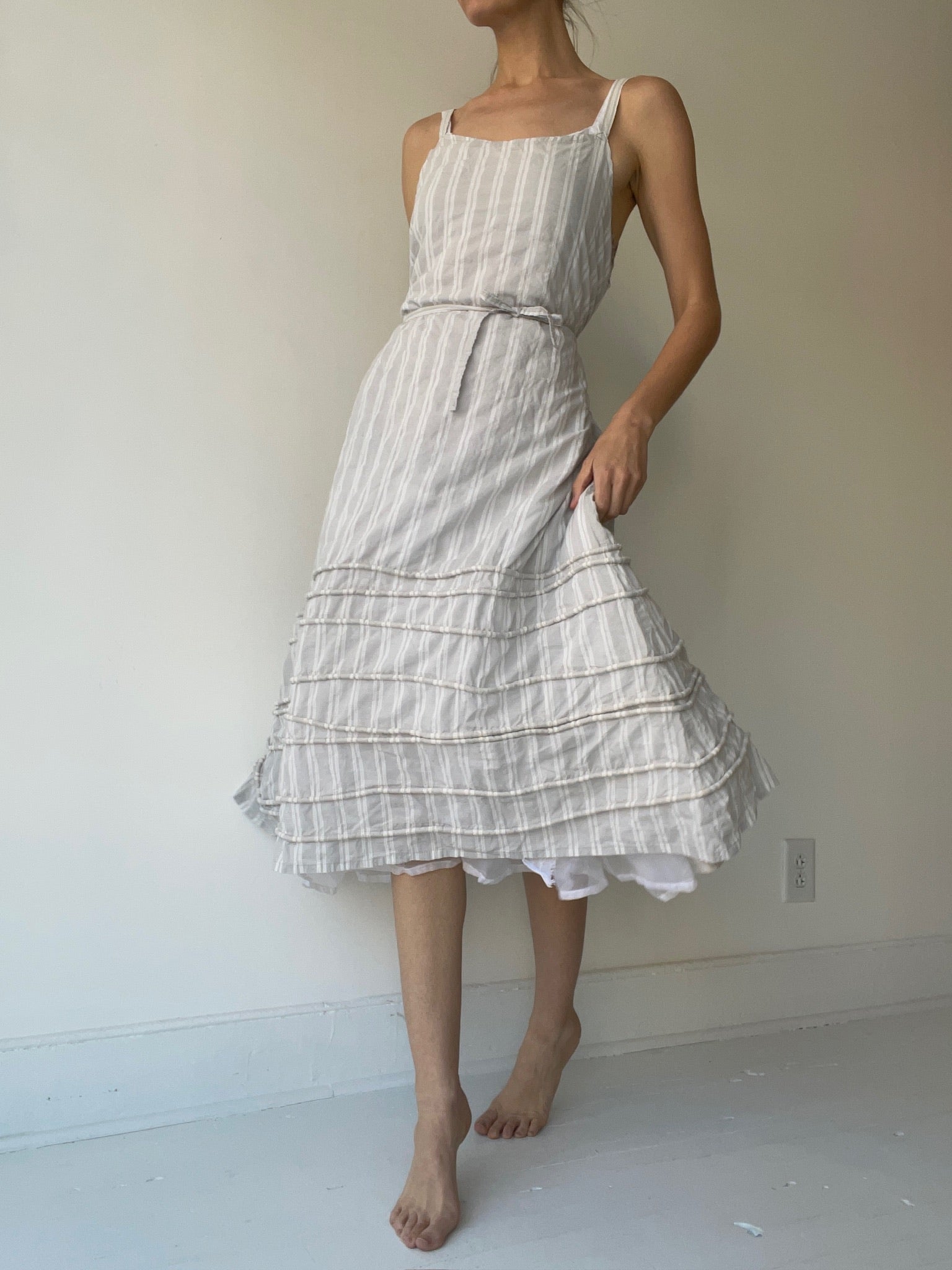 a long spring slip by krista larson striped cotton
