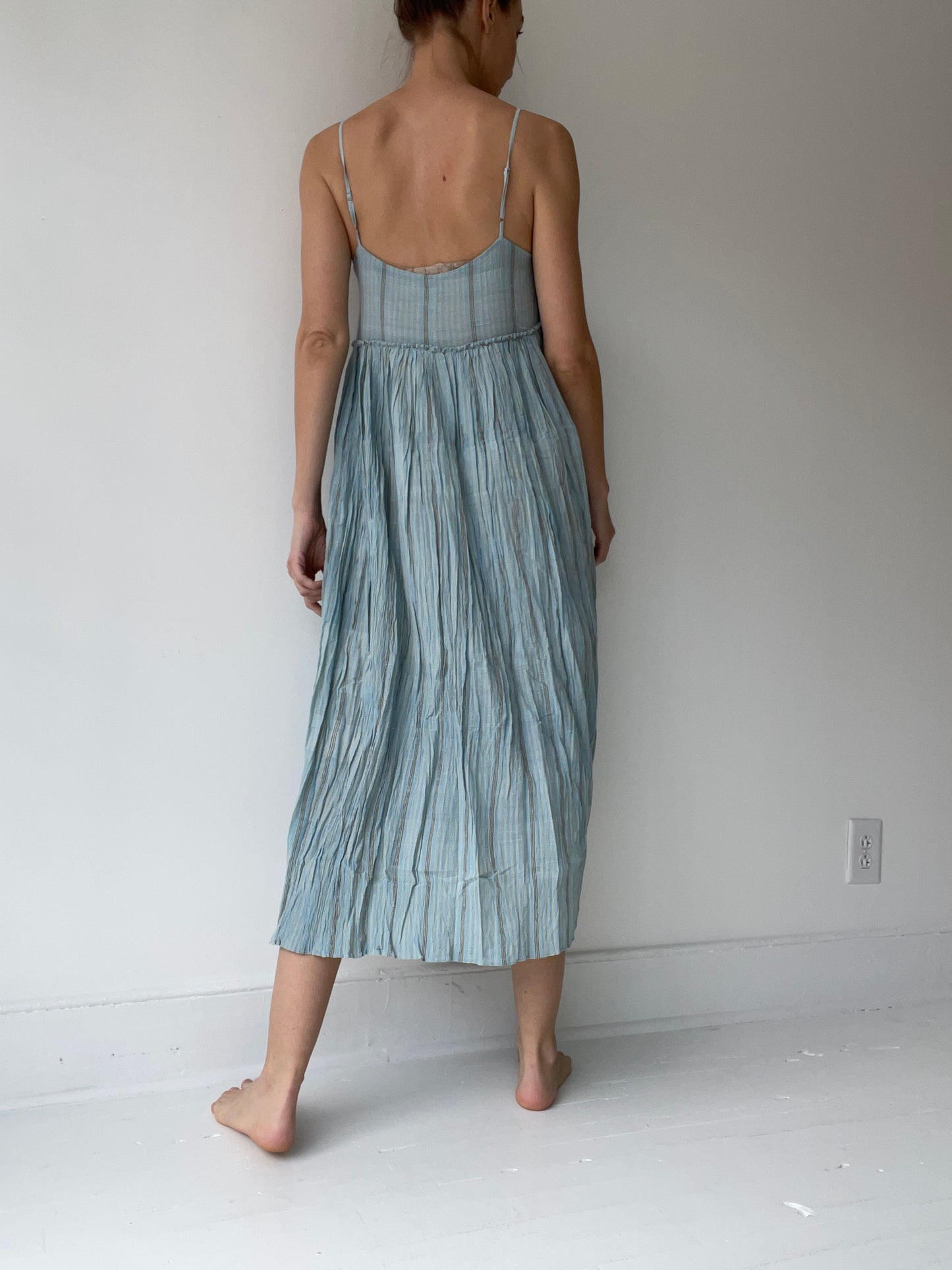 gathered slip dress