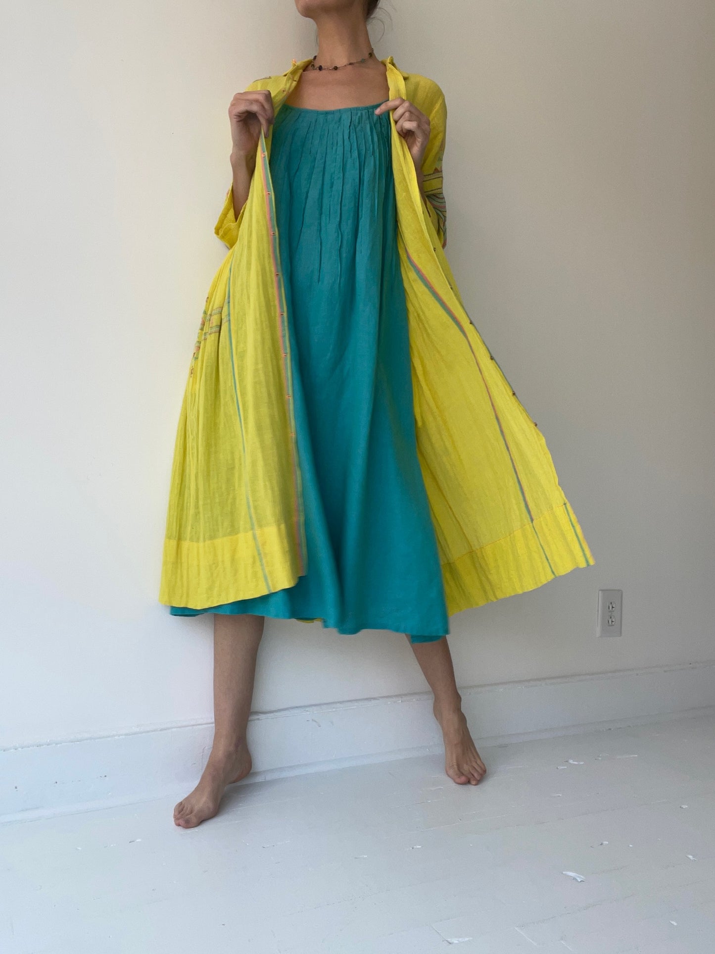 preloved turquoise linen dress