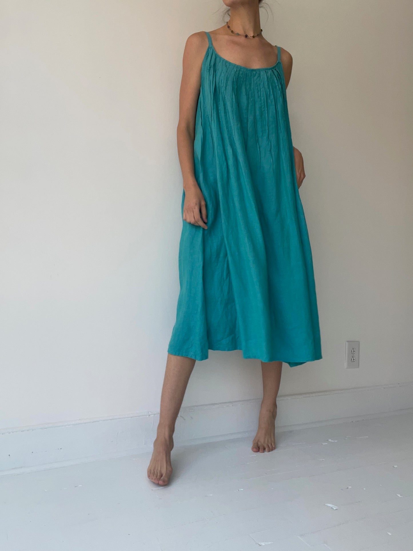preloved turquoise linen dress