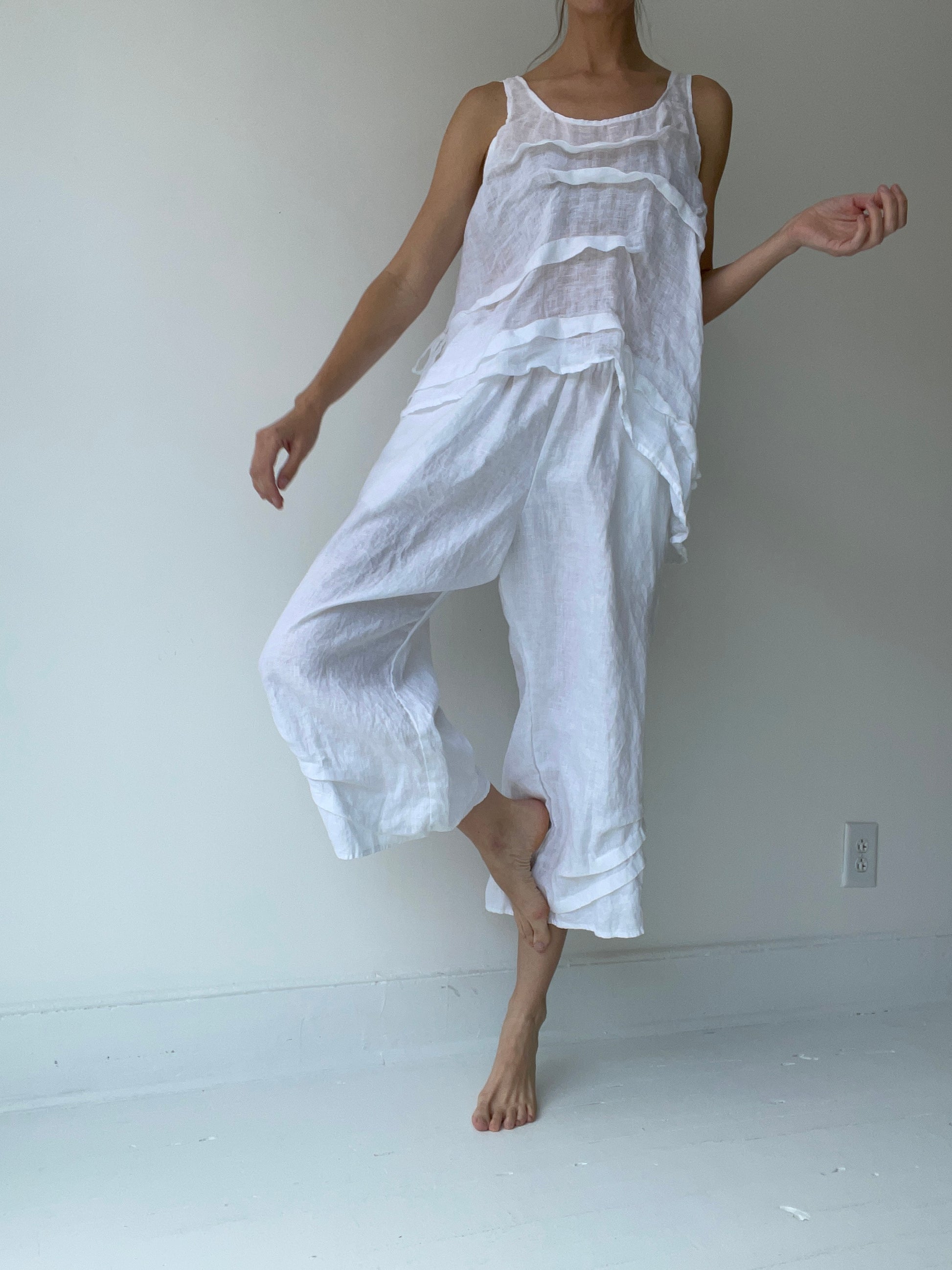 a crop creased tank top by krista larson 100