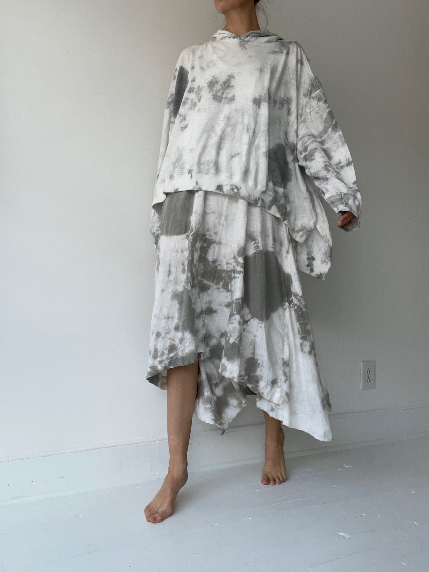 a crop bode tie dye sweatshirt by krista larson light cotton