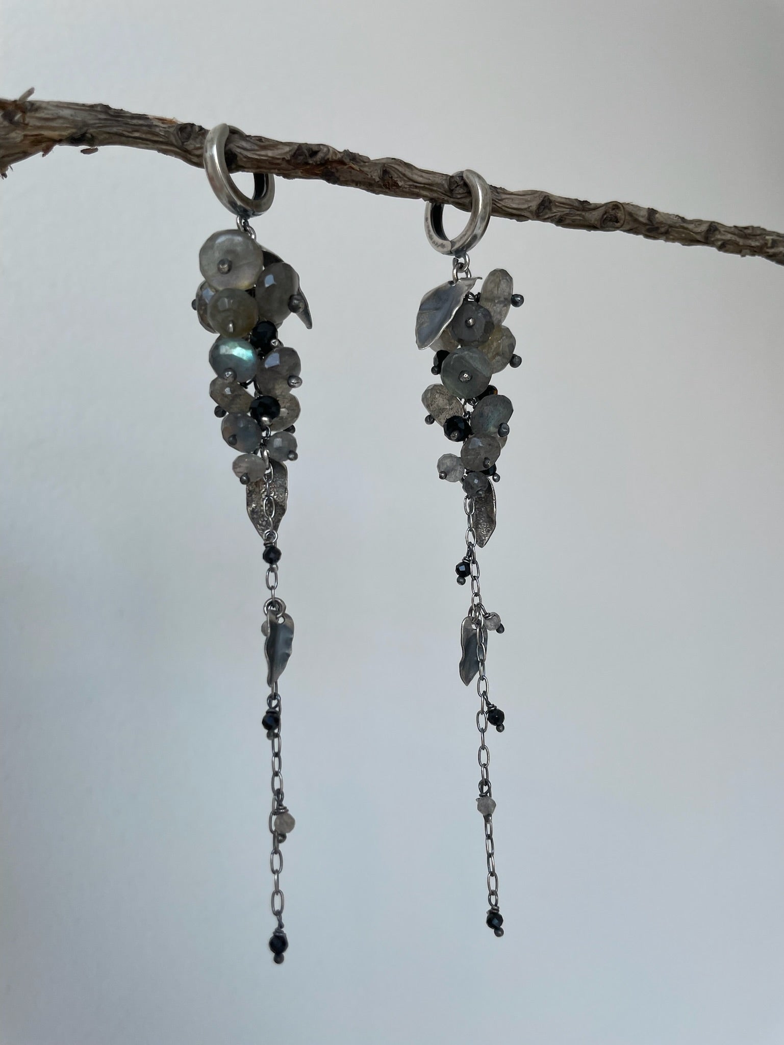 a labradorite earrings in sterling silver, labradorite