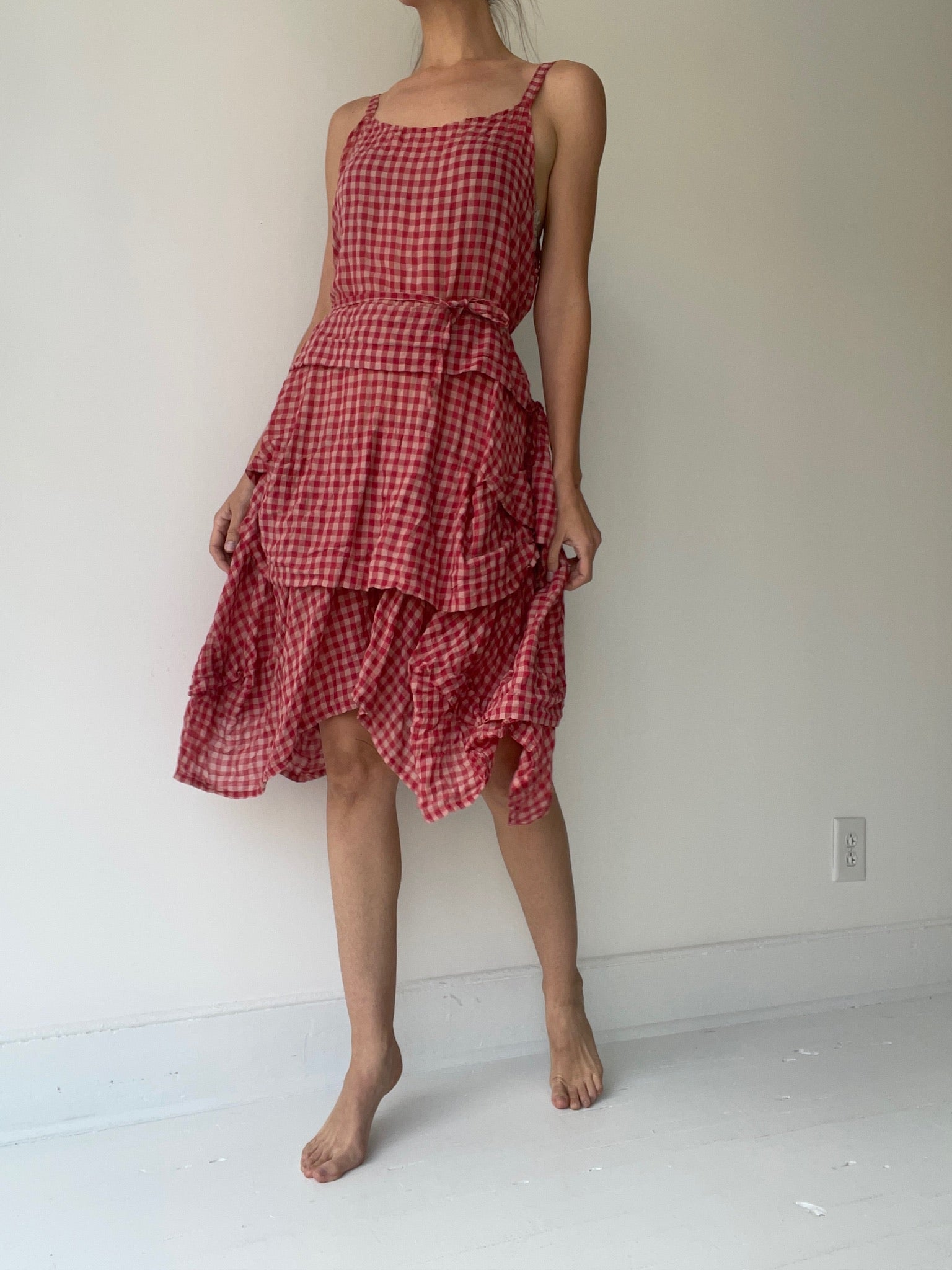 preloved gingham umbrella slip
