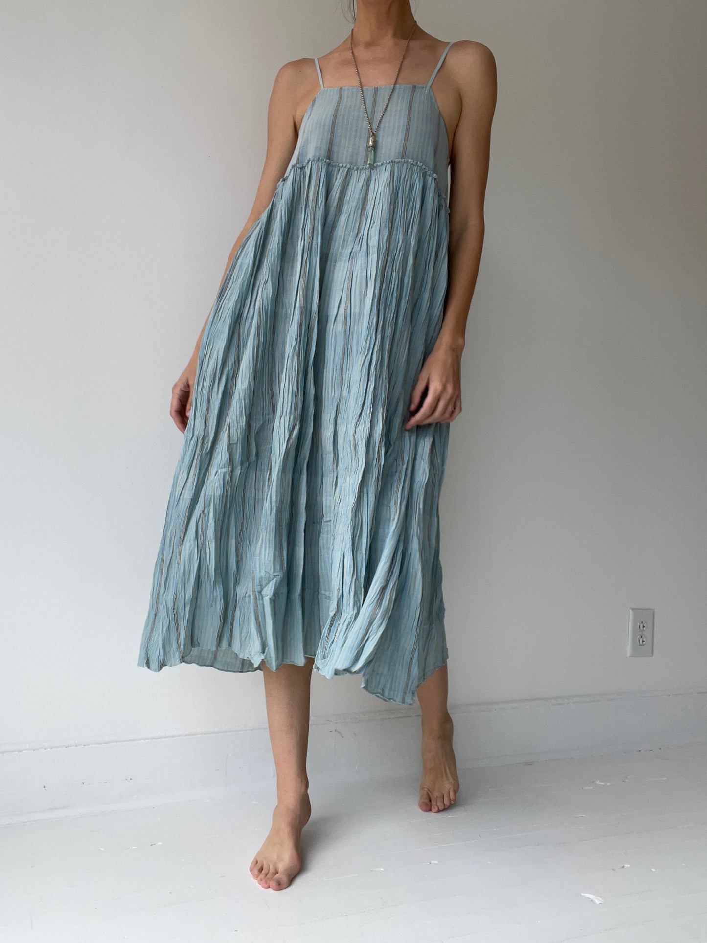 gathered slip dress