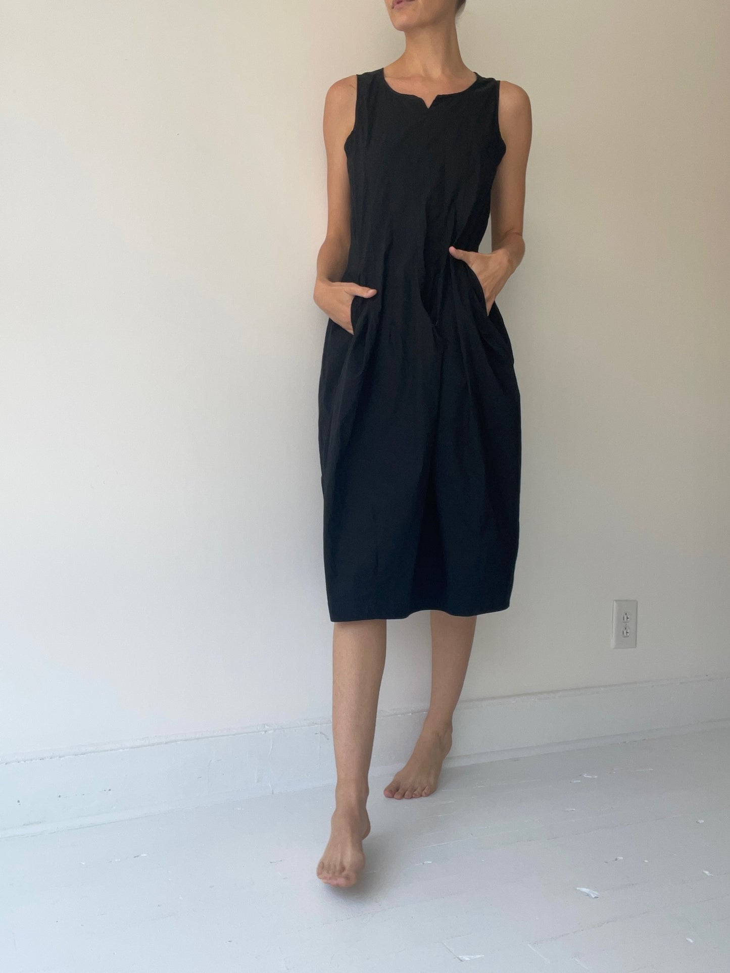 a preloved notch dress by rundholz black label stretch cotton size