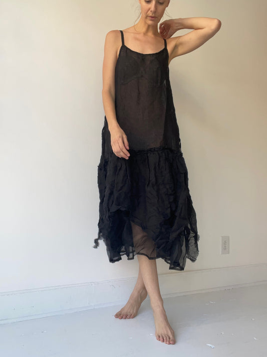 krista larson black long vintage slip