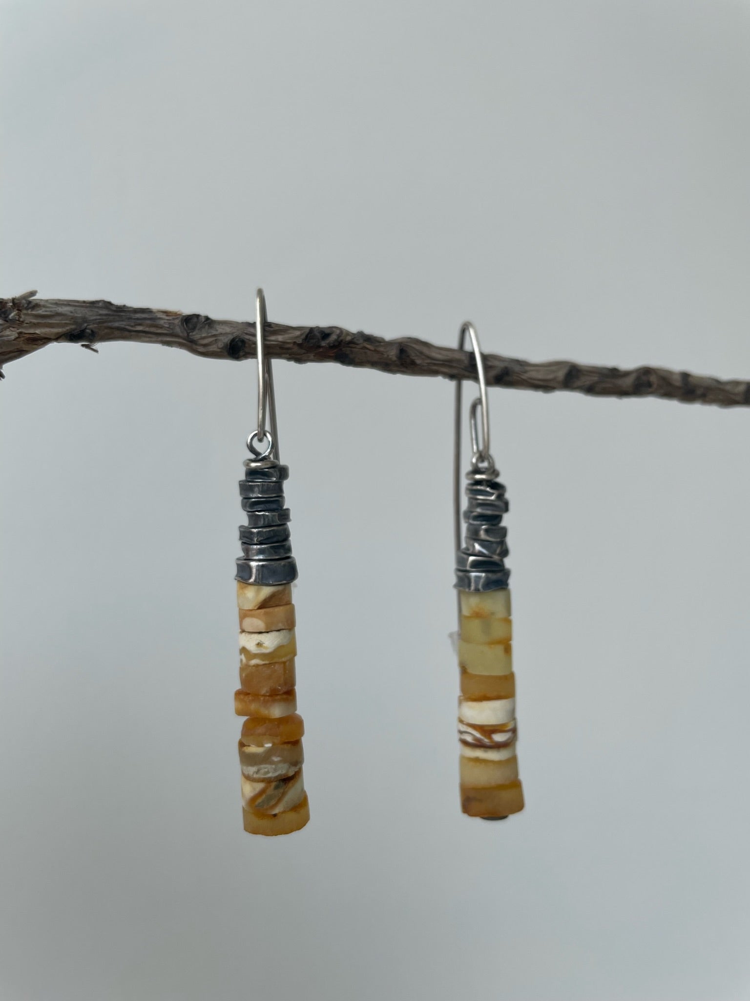 an amber earrings in sterling silver, amber