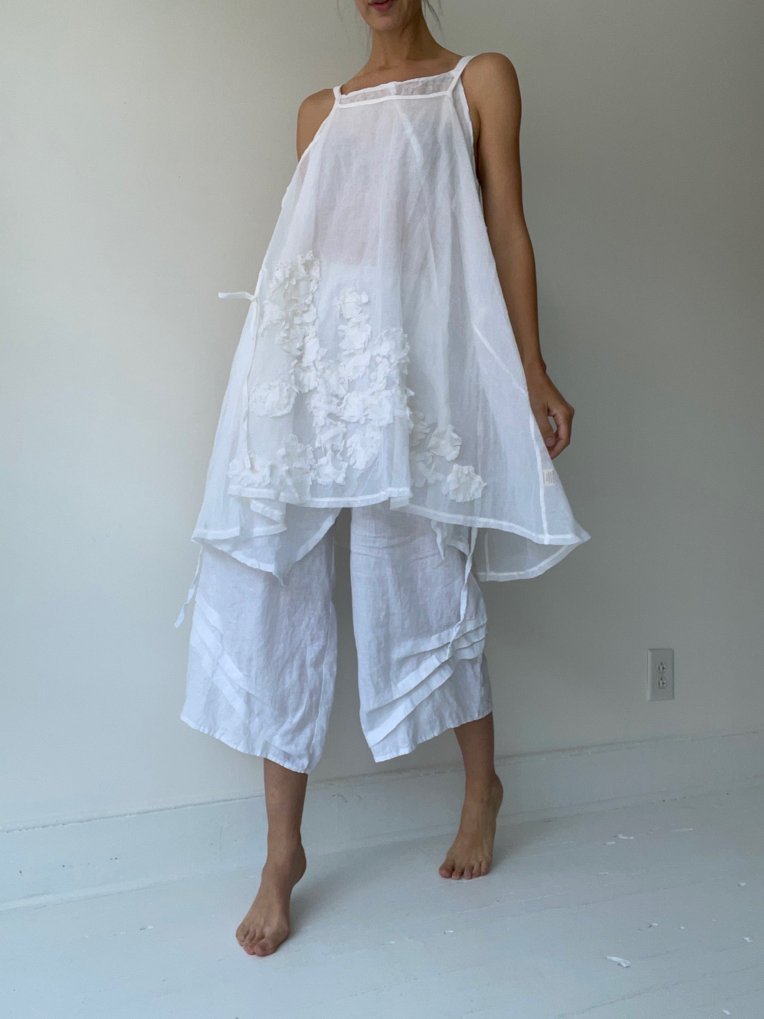 a short anemone slip by krista larson cotton tulle white one size
