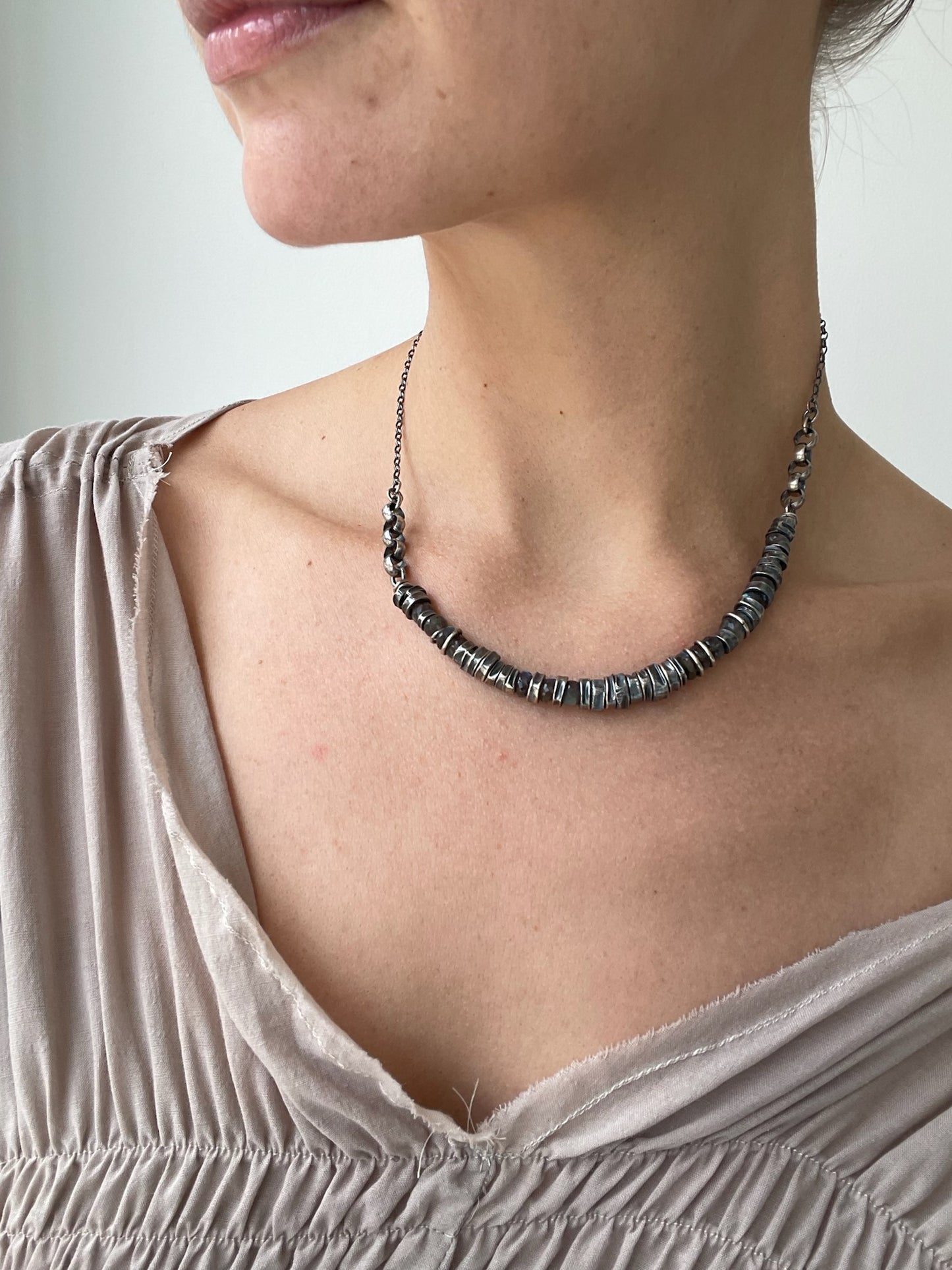 a labradorite necklace in sterling silver, labradorite