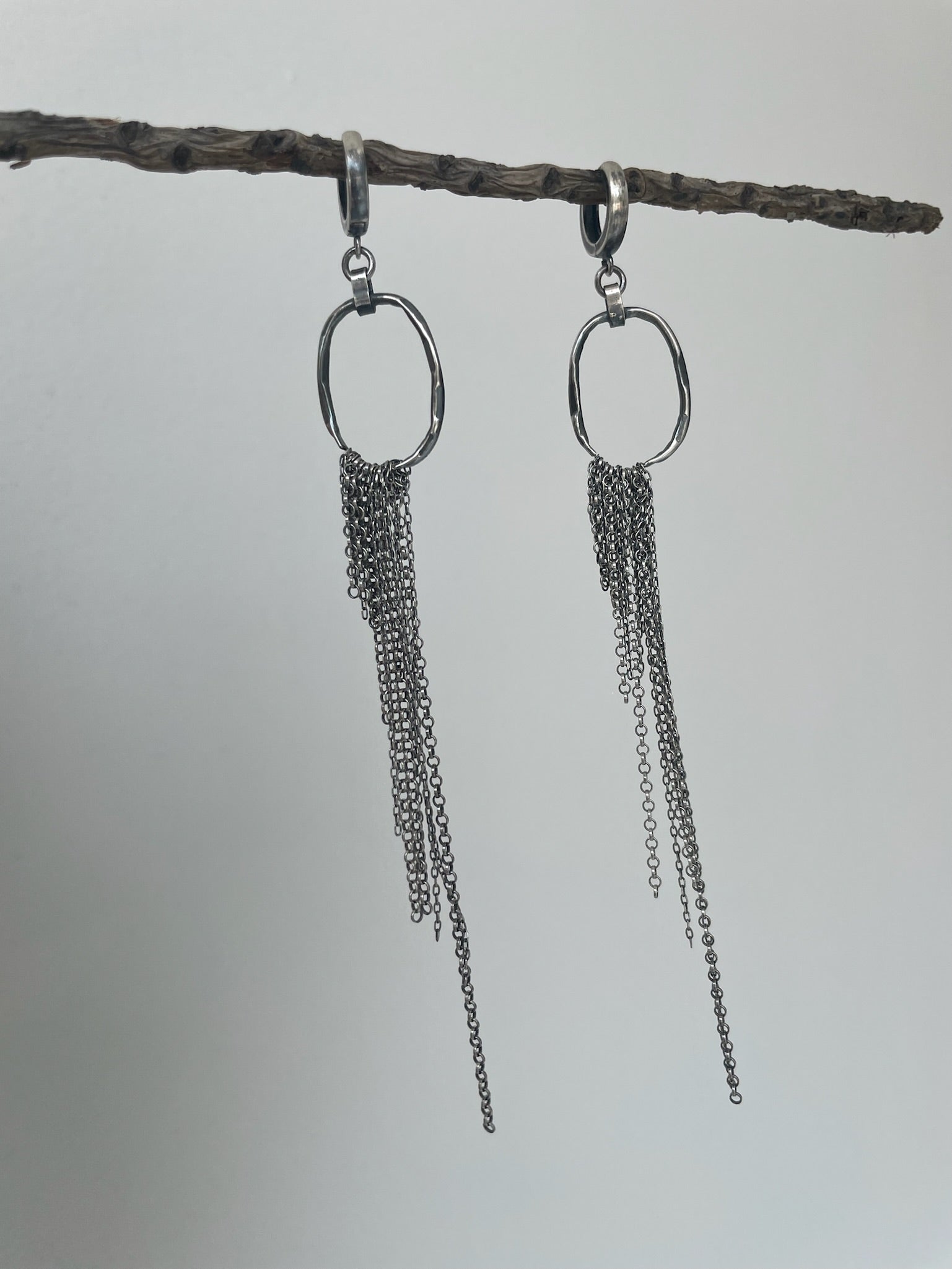 a long silver earrings in sterling silver
