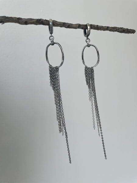 long silver earrings