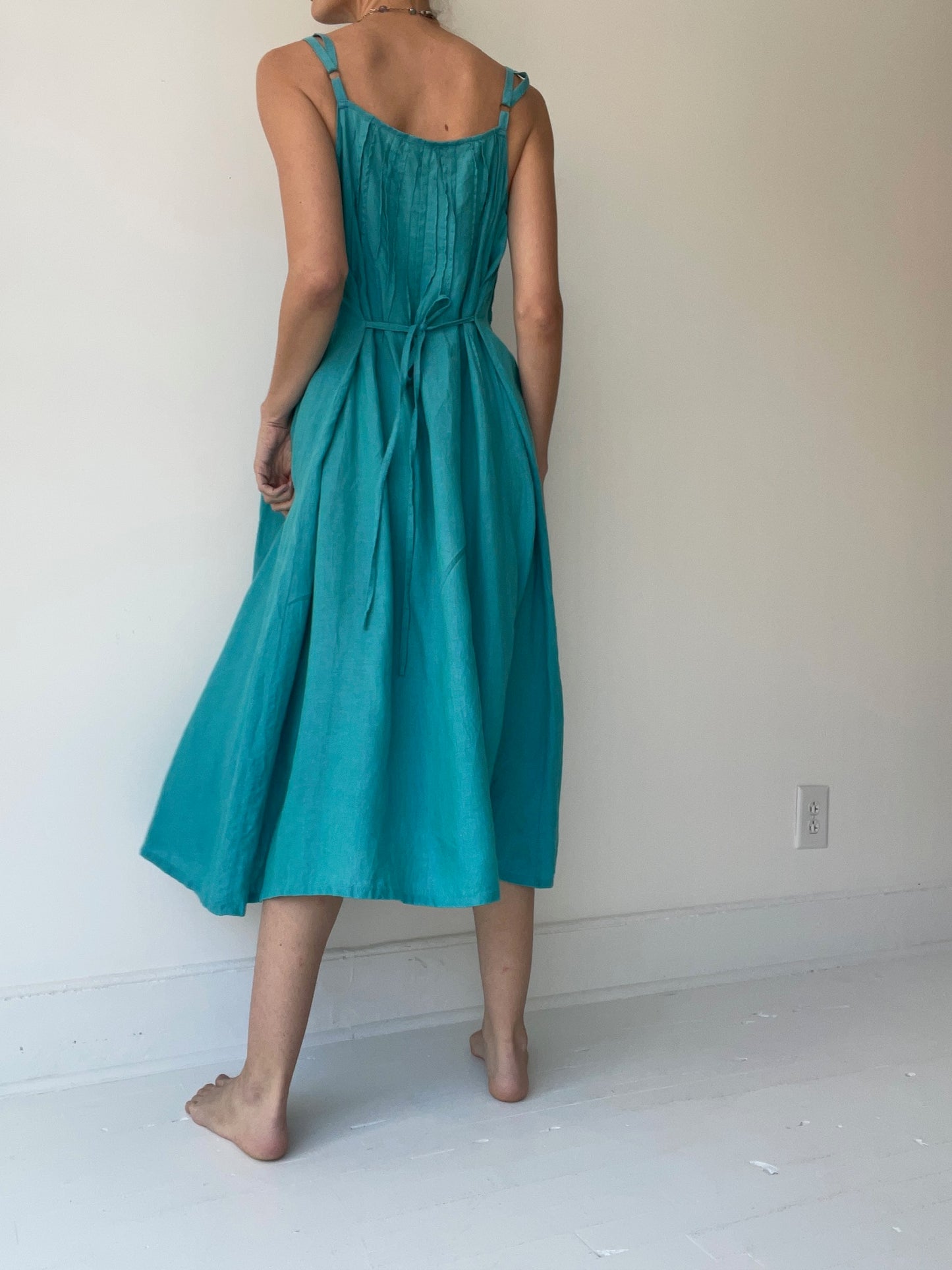 preloved turquoise linen dress