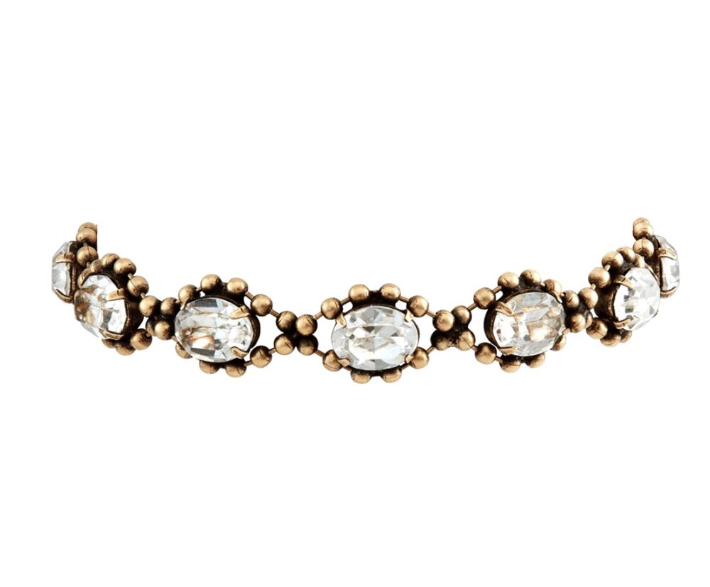 a lionette preston bracelet with swarovski crystal, plated brass