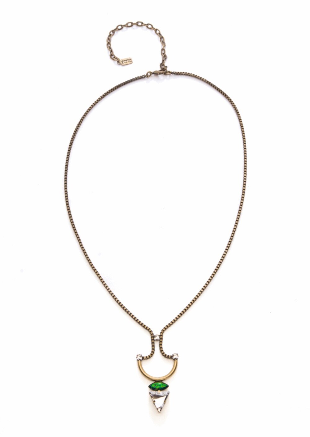 a lionette koti necklace with swarovski crystal, simulated opal, plated brass