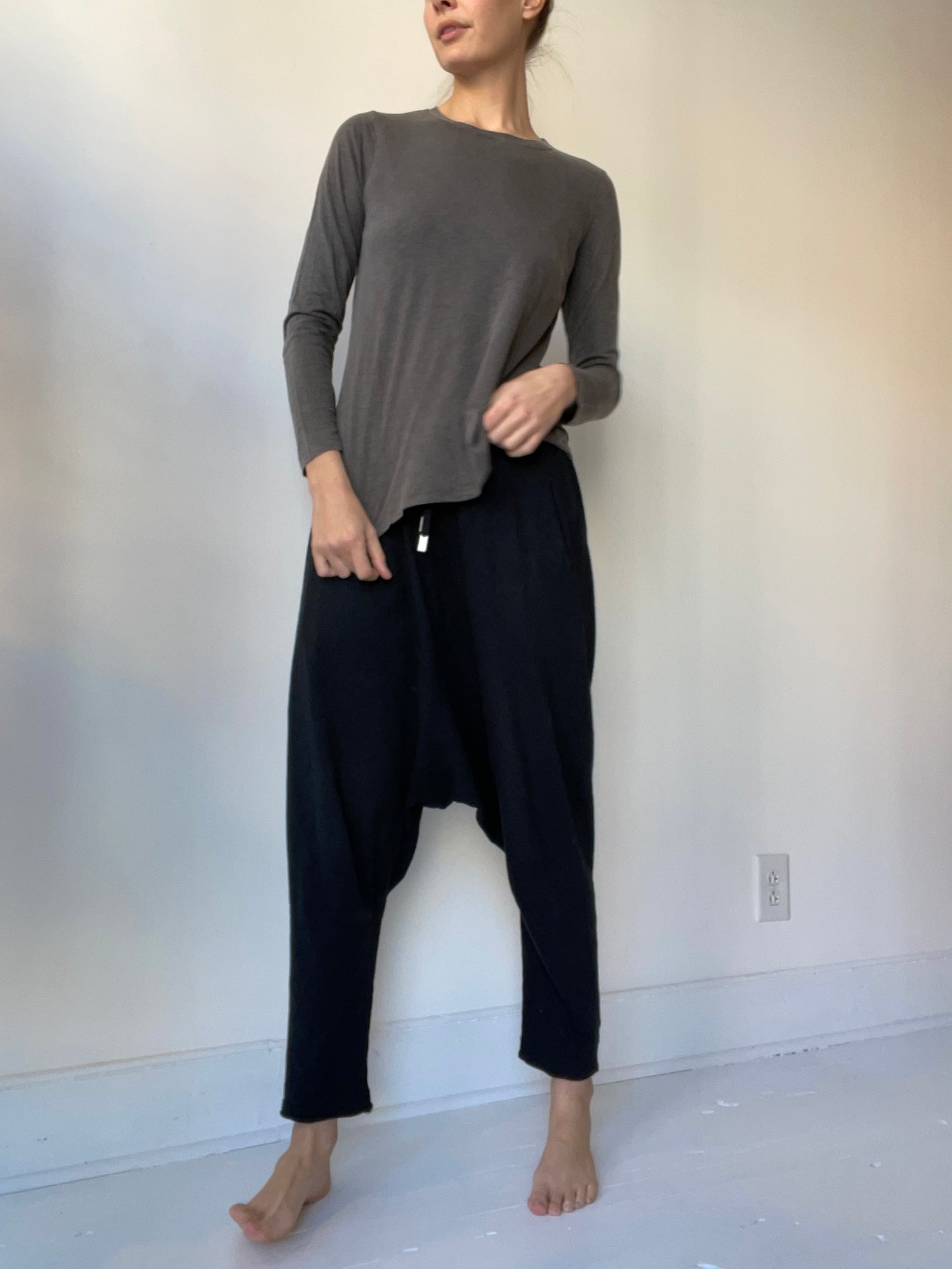 an it is well charcoal long sleeve crewneck top