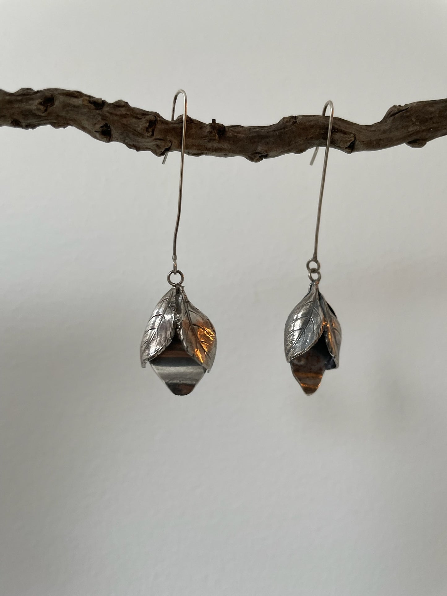 a goti leaf earrings by goti silver handmade