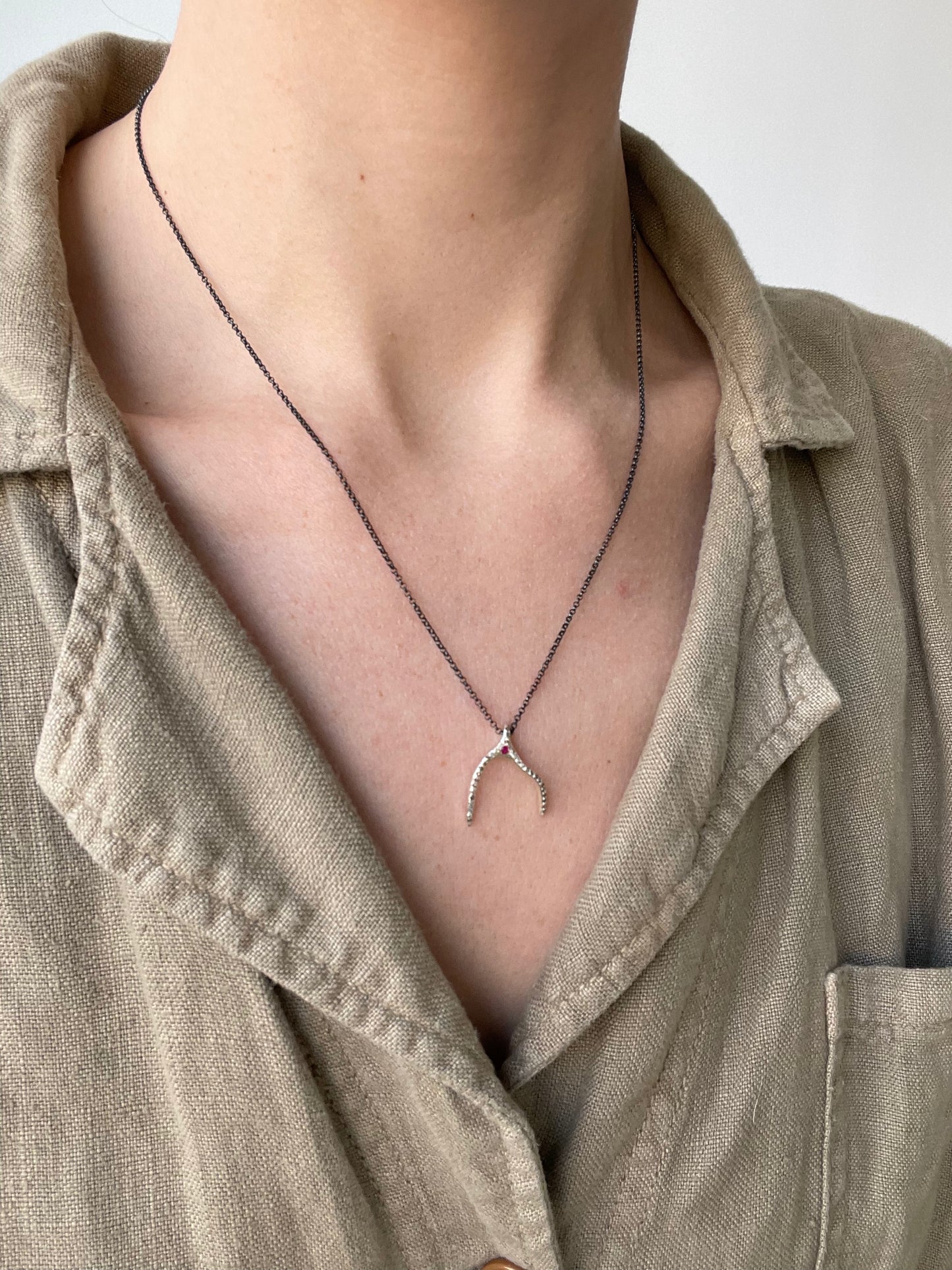 wishbone diamond necklace