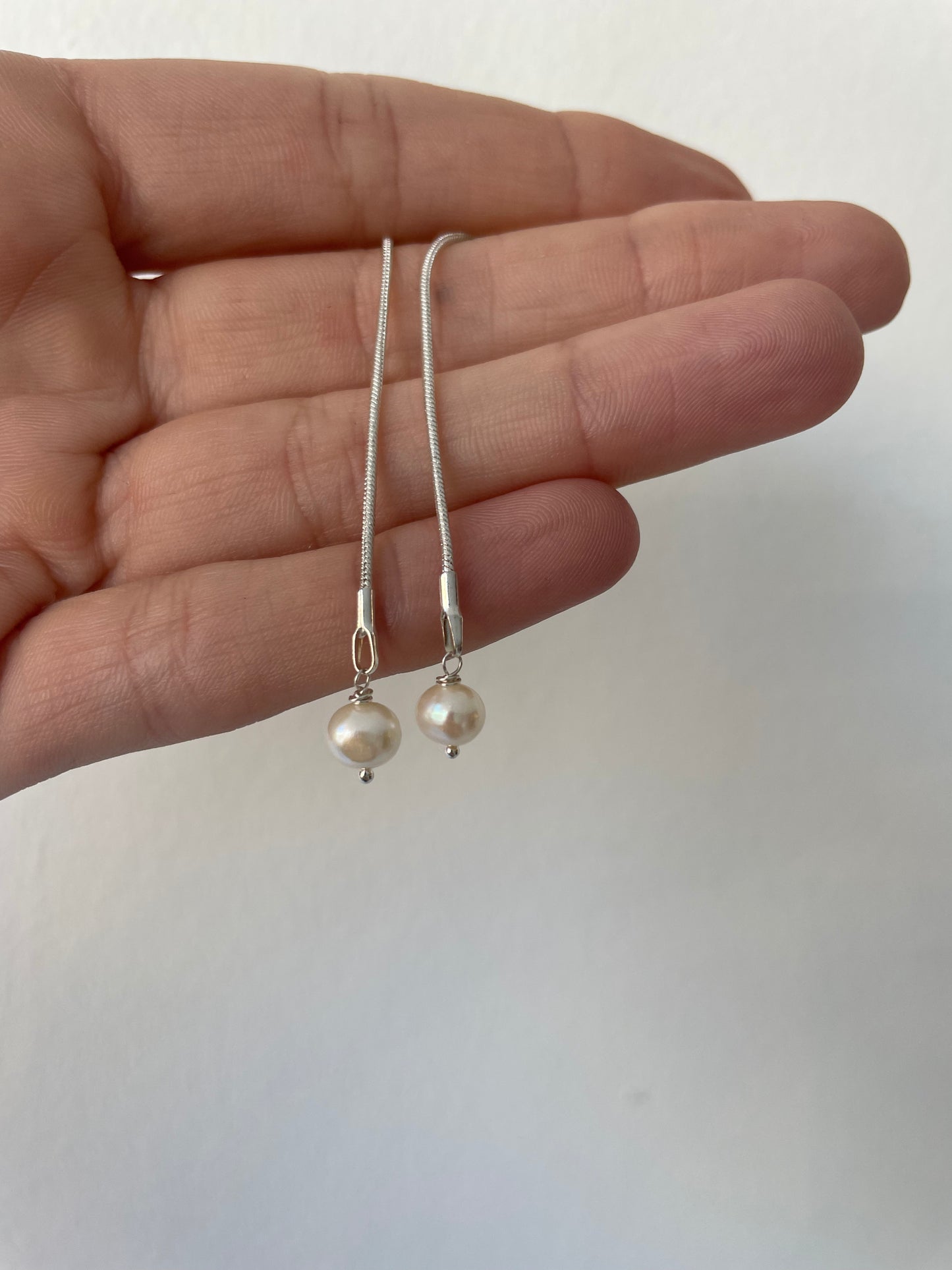 long pearl drop studs