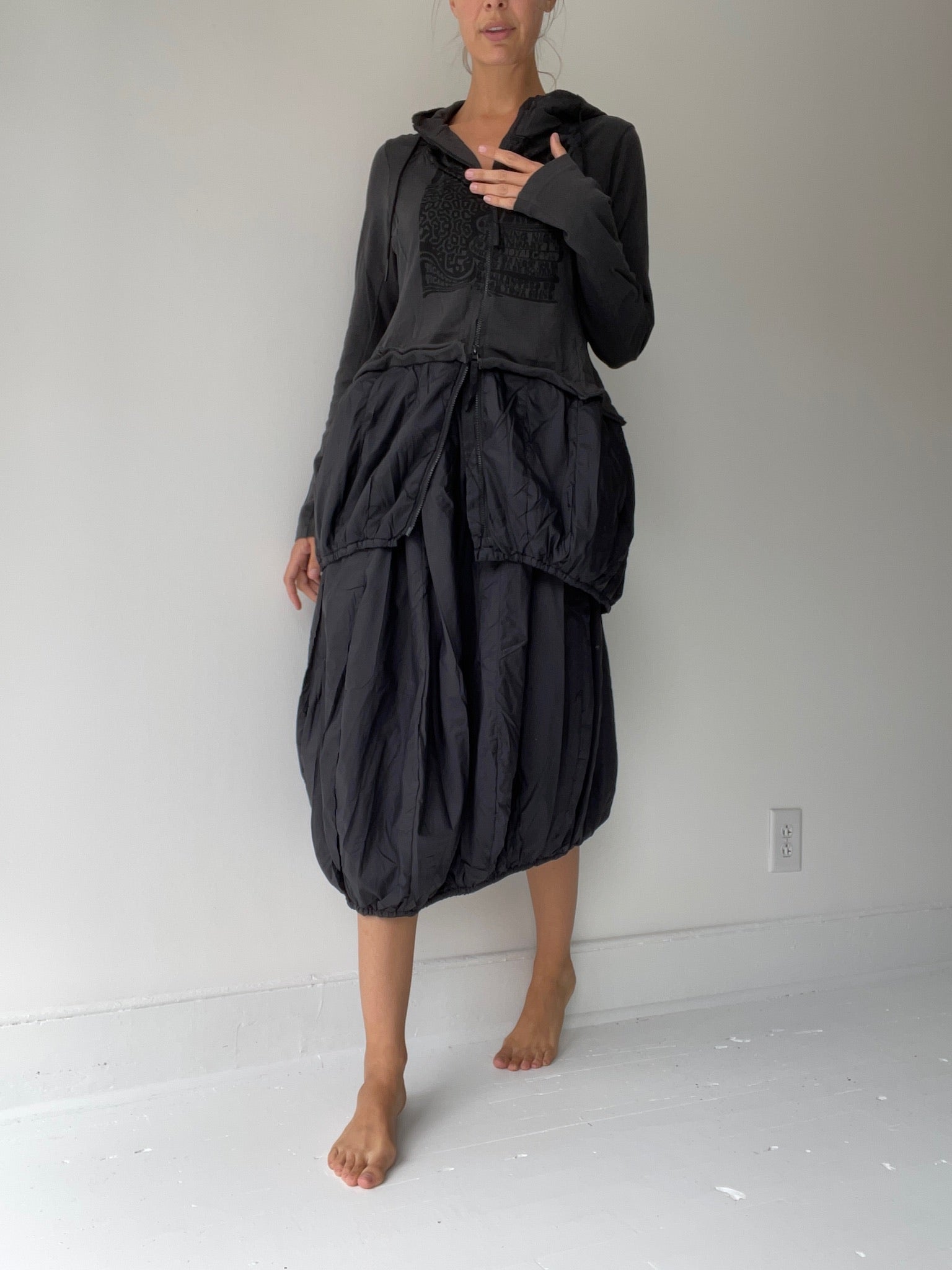 a rundholz black label hooded zip jacket with 100% polyester slate print