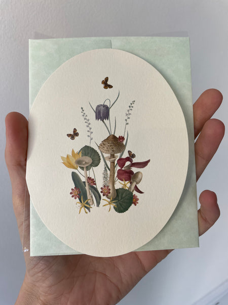mushroom flower greeting card