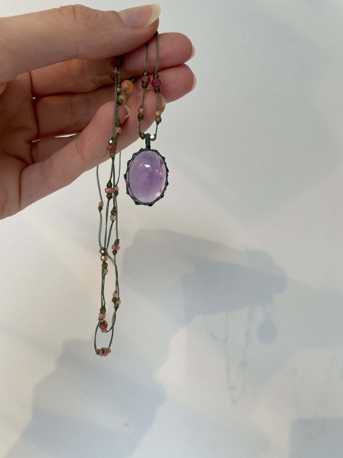 purple amethyst long pendant