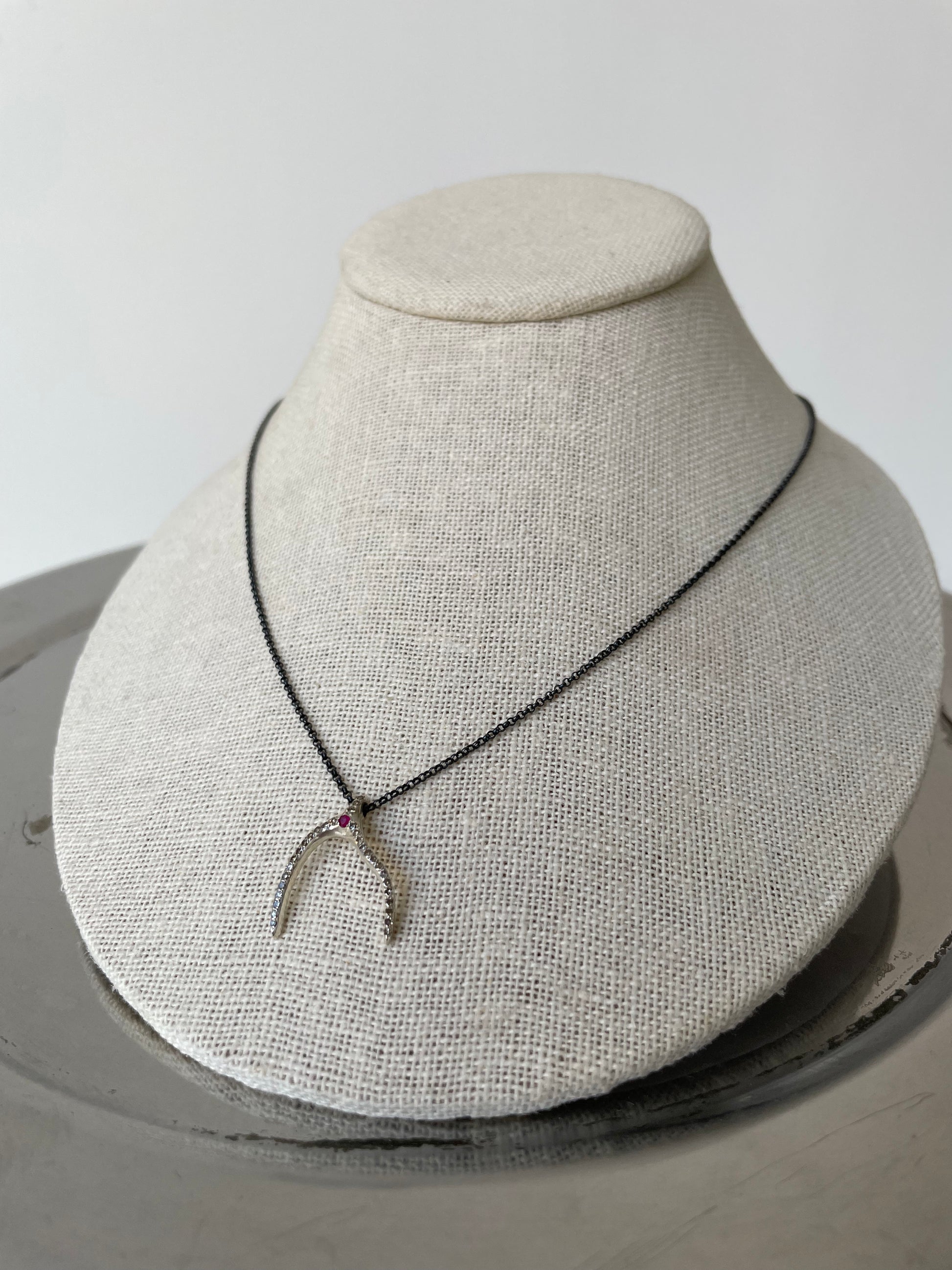 a wishbone diamond necklace by rosa maria sterling silver