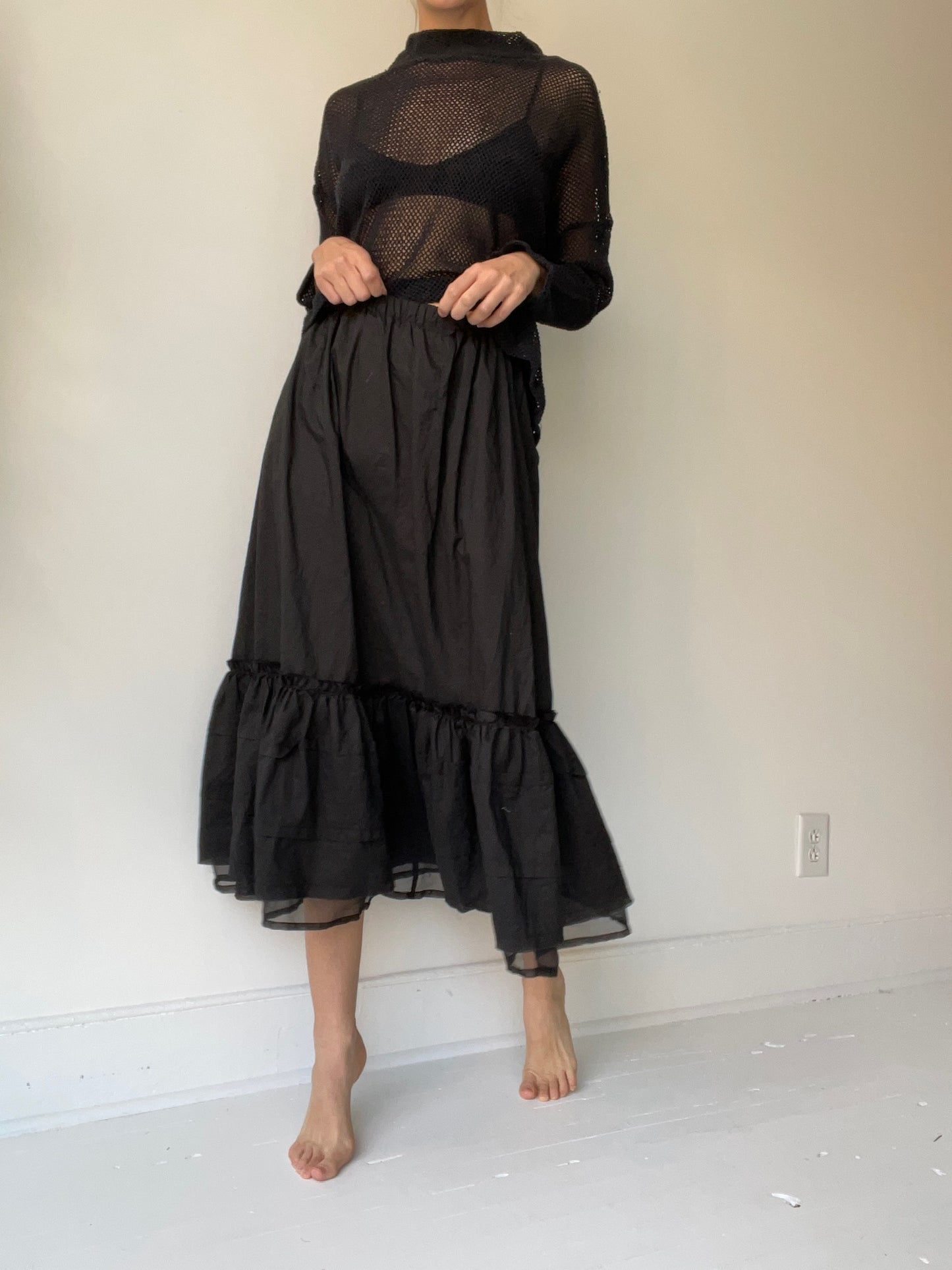 a krista larson cotton underpinning skirt with 100% cotton voile black one size