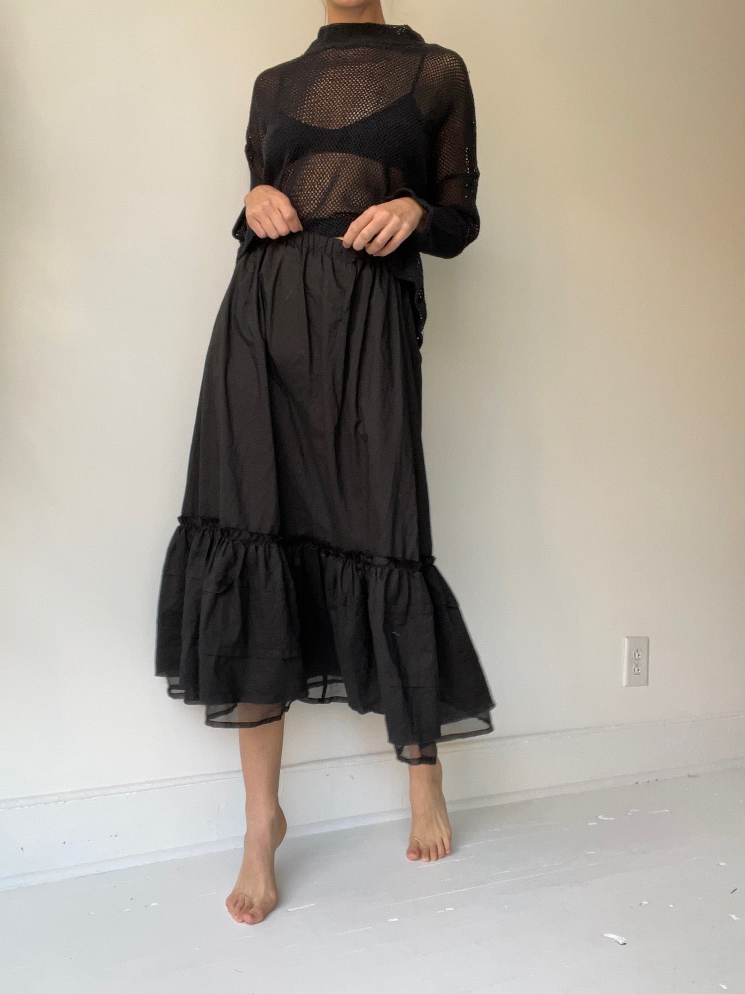 a krista larson cotton underpinning skirt with 100% cotton voile black one size