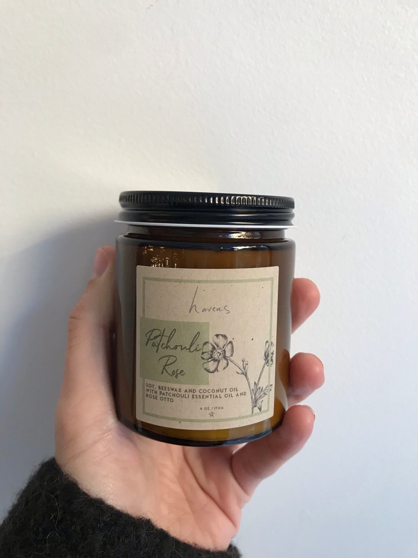 patchouli + rose candle