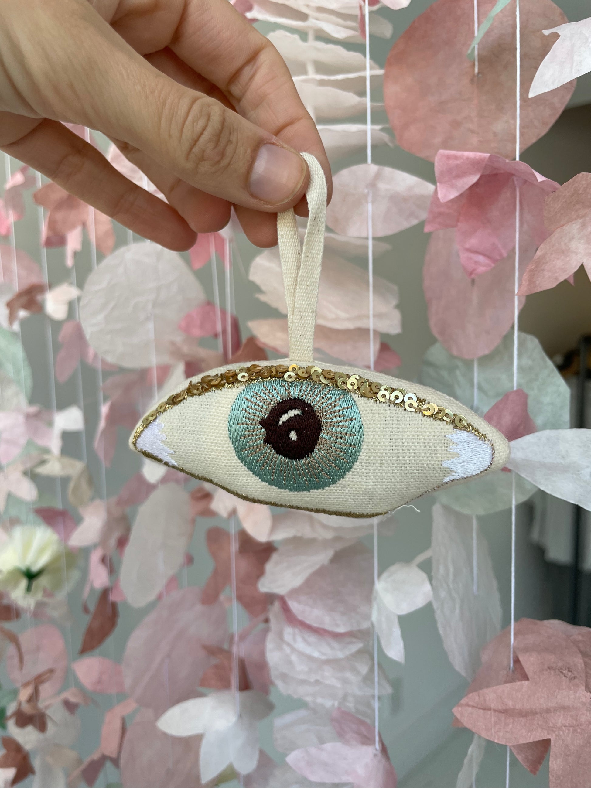 an evil eye lavender ornament