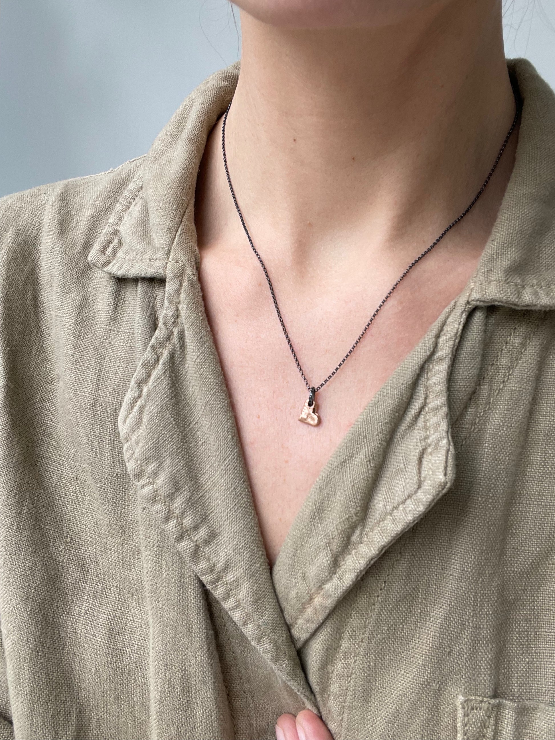 a pink gold full heart necklace by rosa maria sterling silver