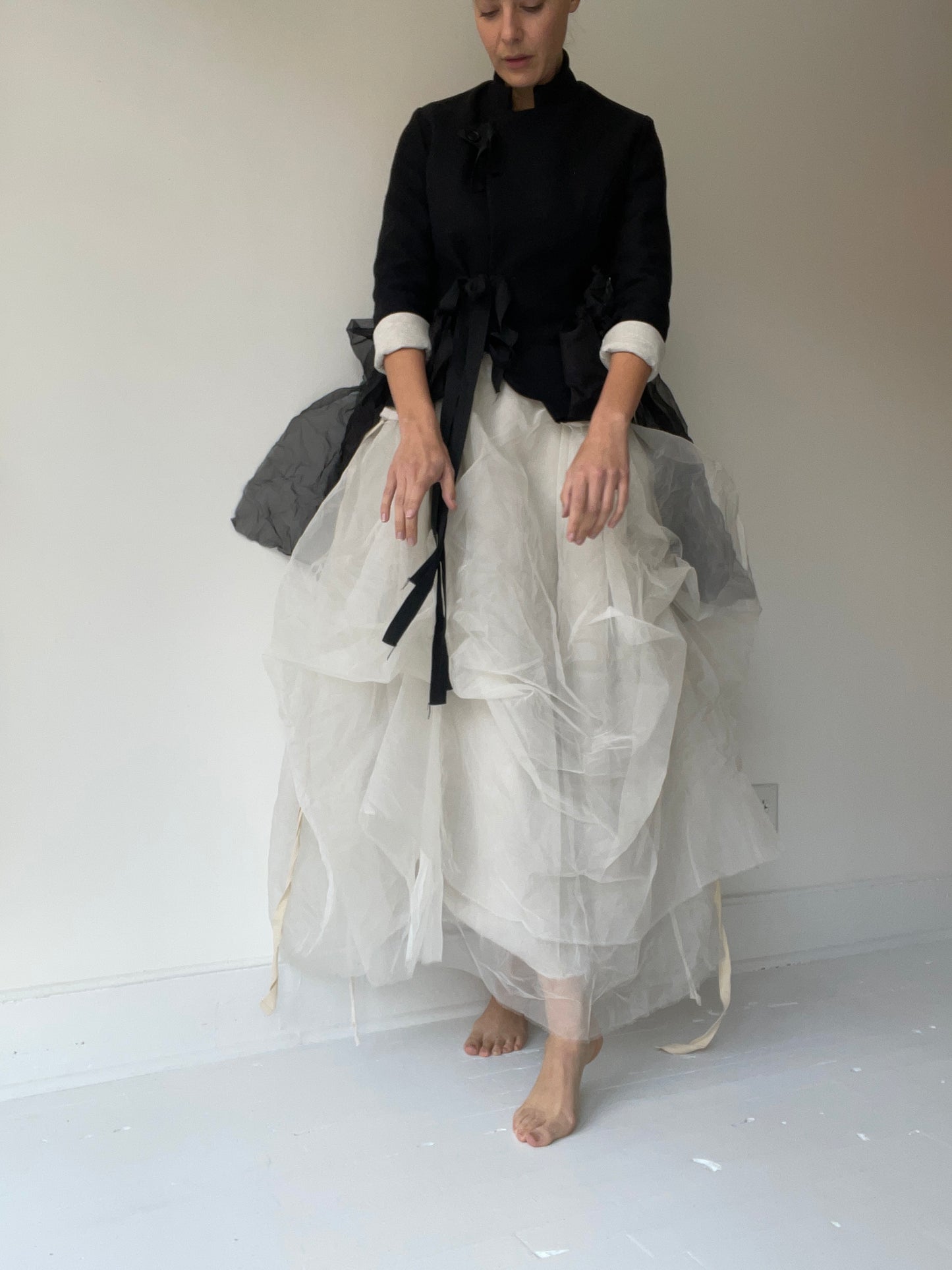 ash holden organza linen natural drawstring skirt