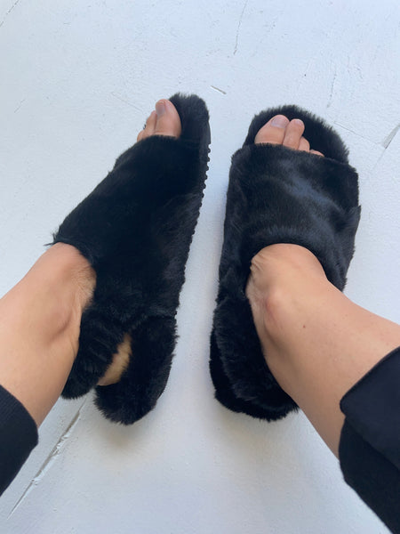 rundholz black label faux fur sandal