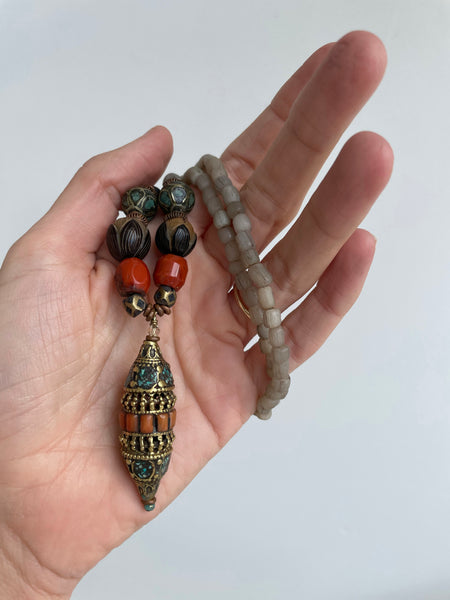long nepal coral necklace